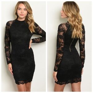 🆕All over lace bodycon black dress.